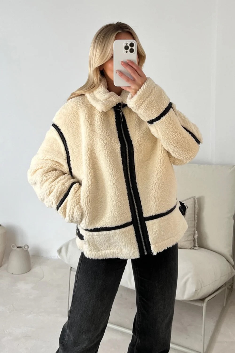 SIERRA SHEARLING JACKET - CREAM