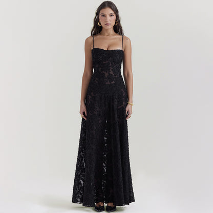 CELIA FLORAL MAXI DRESS - BLACK