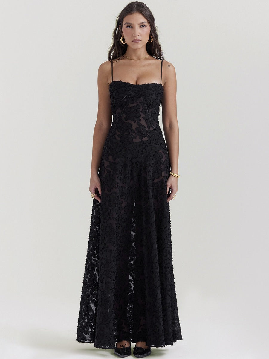 CELIA FLORAL MAXI DRESS - BLACK