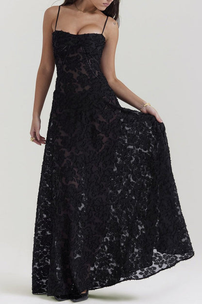 CELIA FLORAL MAXI DRESS - BLACK