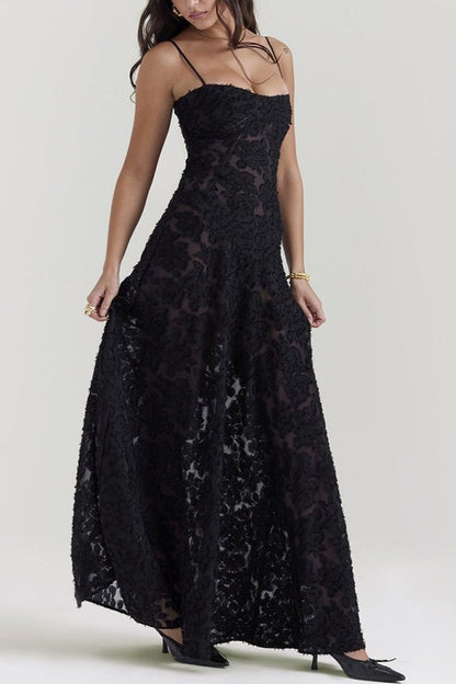 CELIA FLORAL MAXI DRESS - BLACK